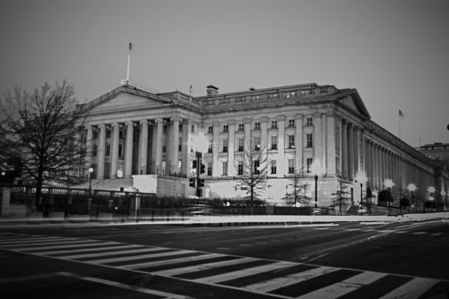 Treasury Department in black and white