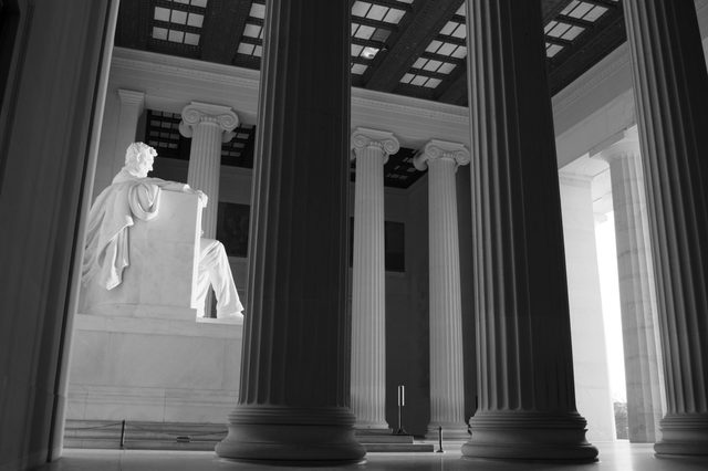 Lincoln Memorial in morning light — black and white · 15