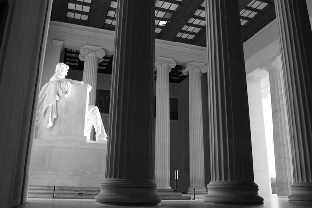 Lincoln Memorial in morning light — black and white · 14