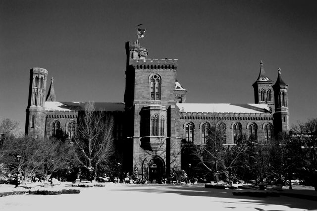 The Smithsonian Castle — black and white · 01
